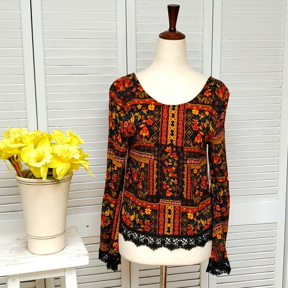 Vintage H&M Coachella Official Collection Flowy Floral Print Boho Top Size 6